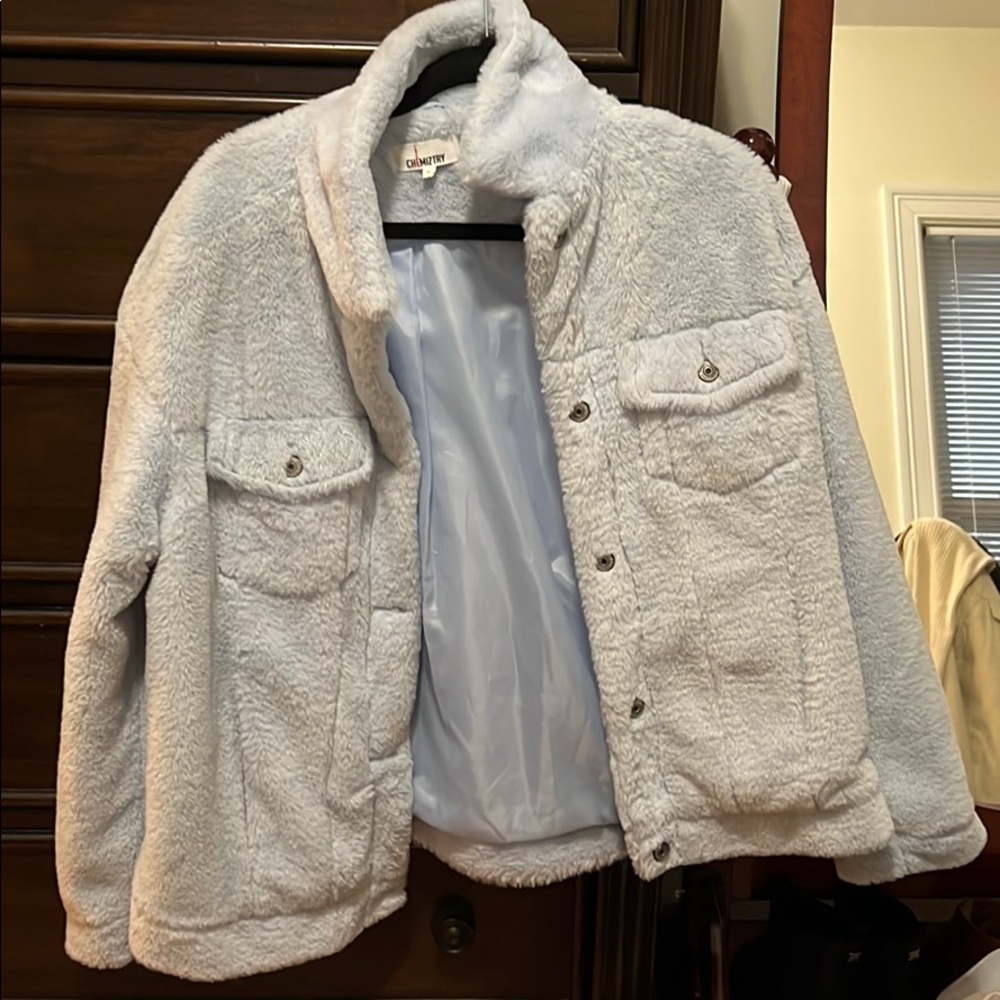 Blue furry jacket
